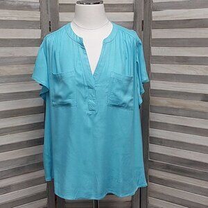 Flutter Short Sleeve Blouse | 89th + Madison | 1X